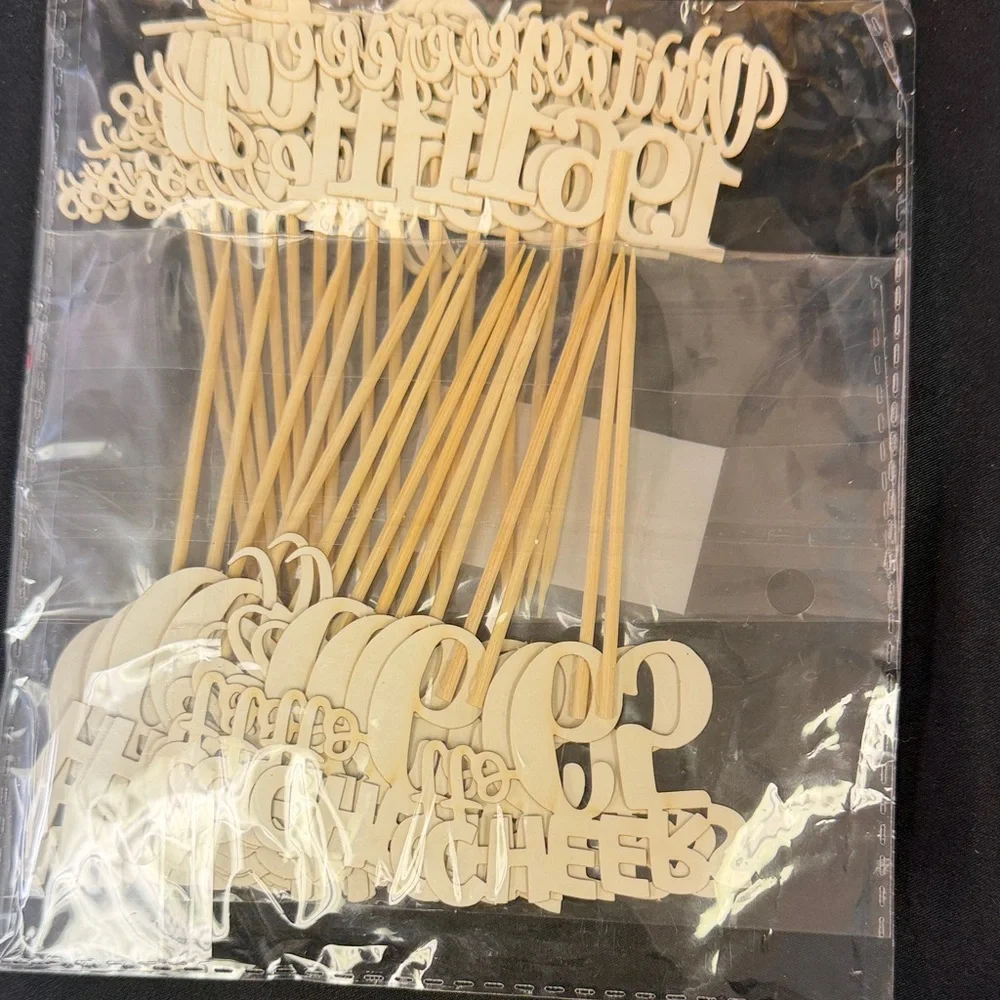 Gold Glitter Happy Birthday Cake Toppers Vintage 1961 Cheers to 65 - 30 pieces